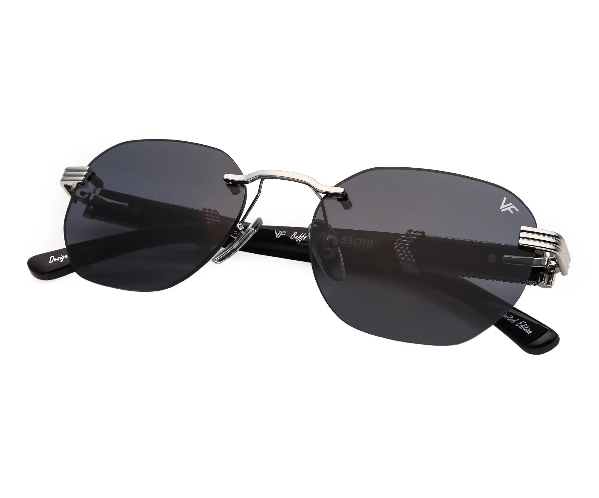Detroit Player Buffs Rimless Black Buffalo Horn 24KT White Gold