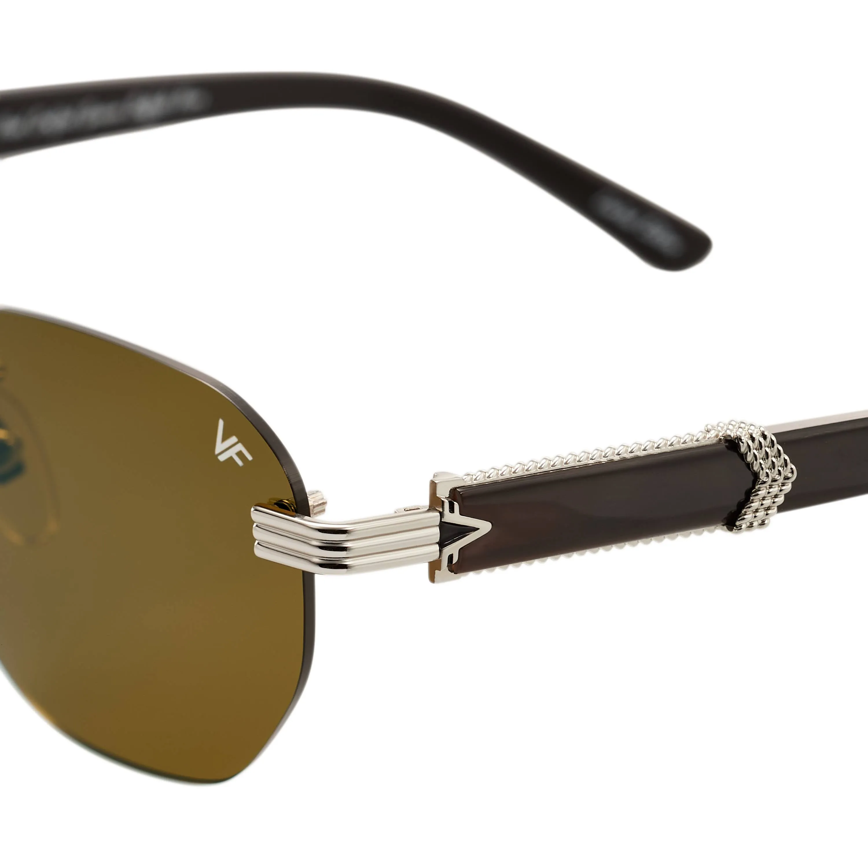 Detroit Player Buffs Rimless Black Buffalo Horn 24KT White Gold