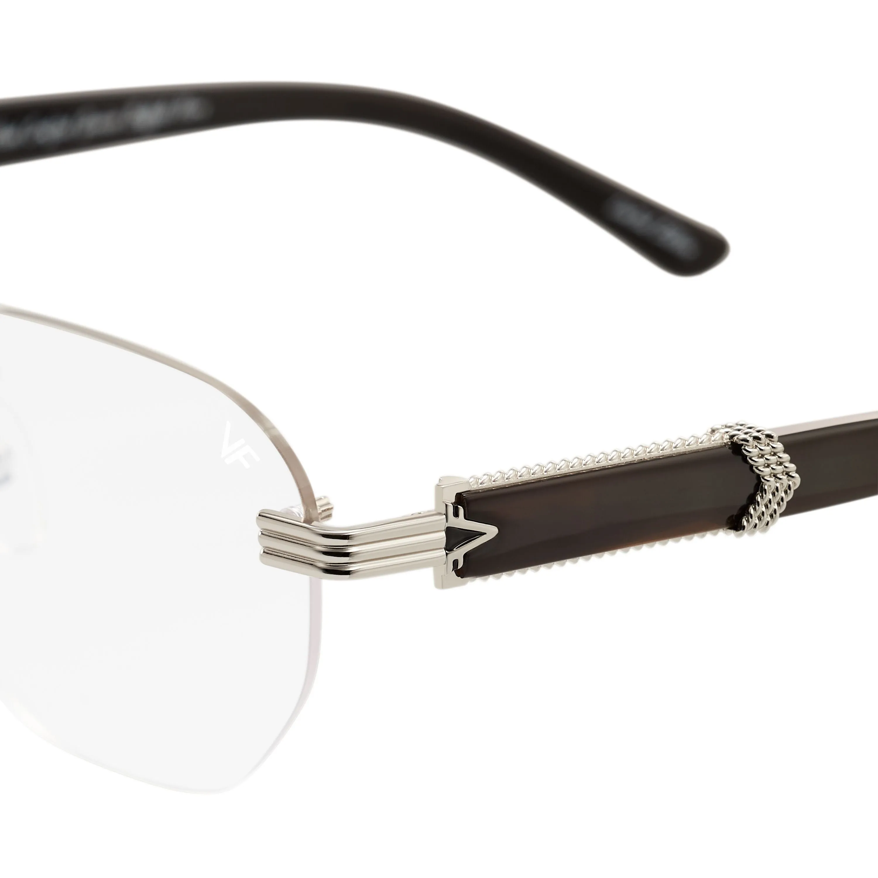 Detroit Player Buffs Rimless Black Buffalo Horn 24KT White Gold
