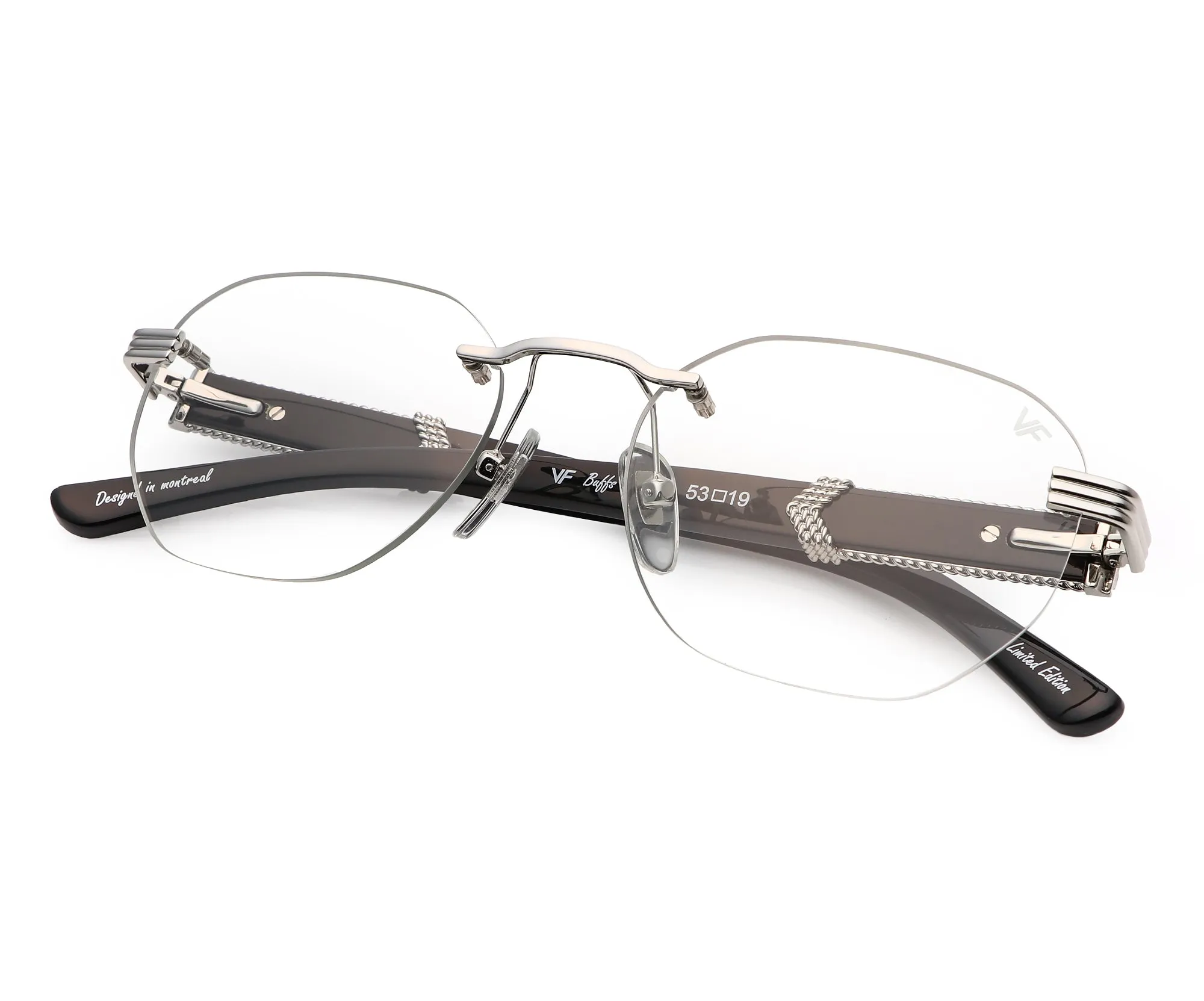 Detroit Player Buffs Rimless Black Buffalo Horn 24KT White Gold