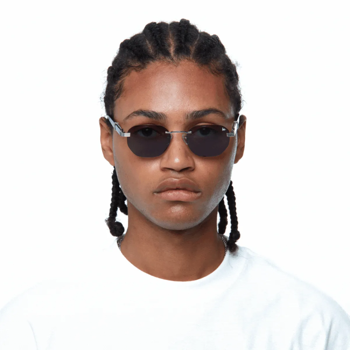 Detroit Player Buffs Rimless Black Buffalo Horn 24KT White Gold