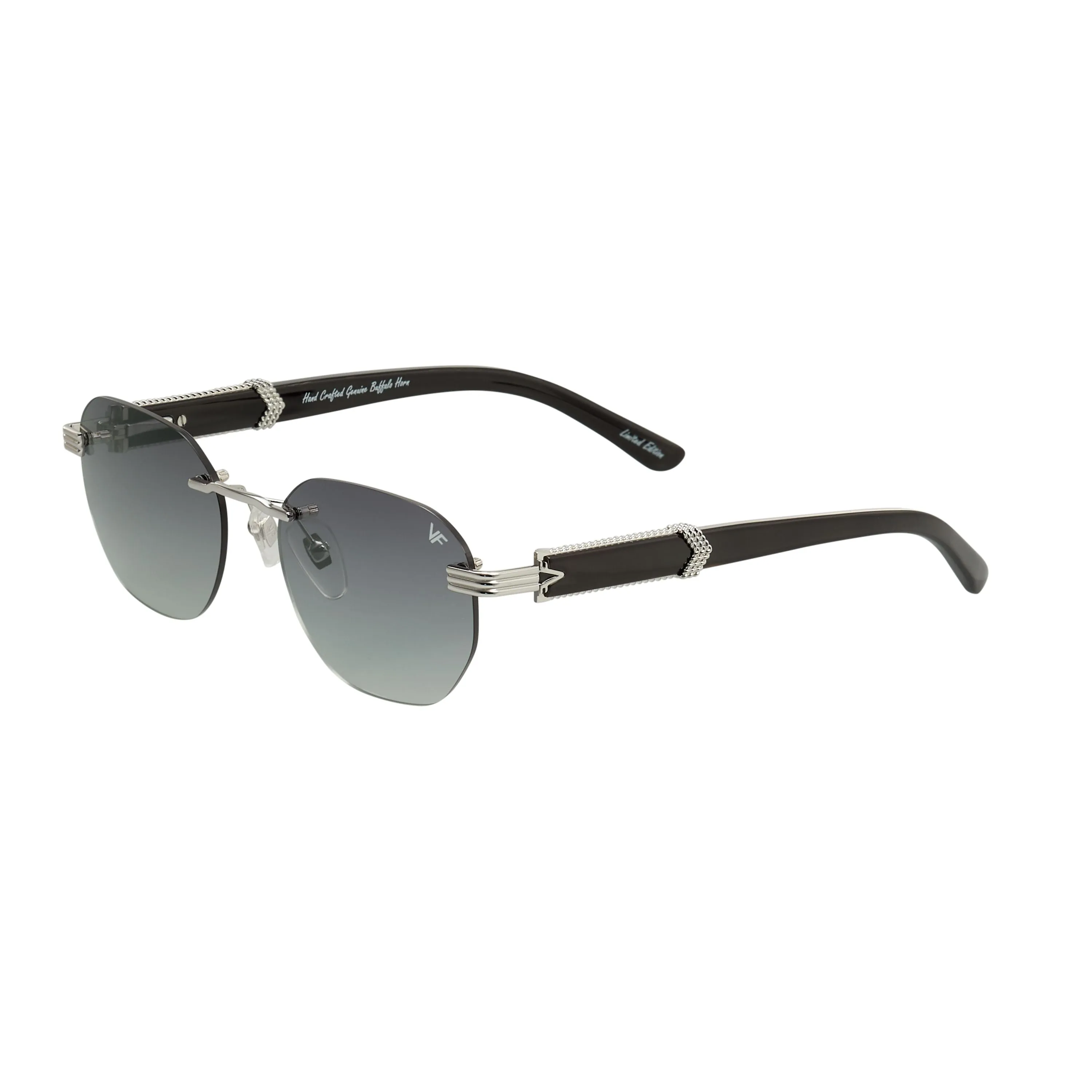 Detroit Player Buffs Rimless Black Buffalo Horn 24KT White Gold
