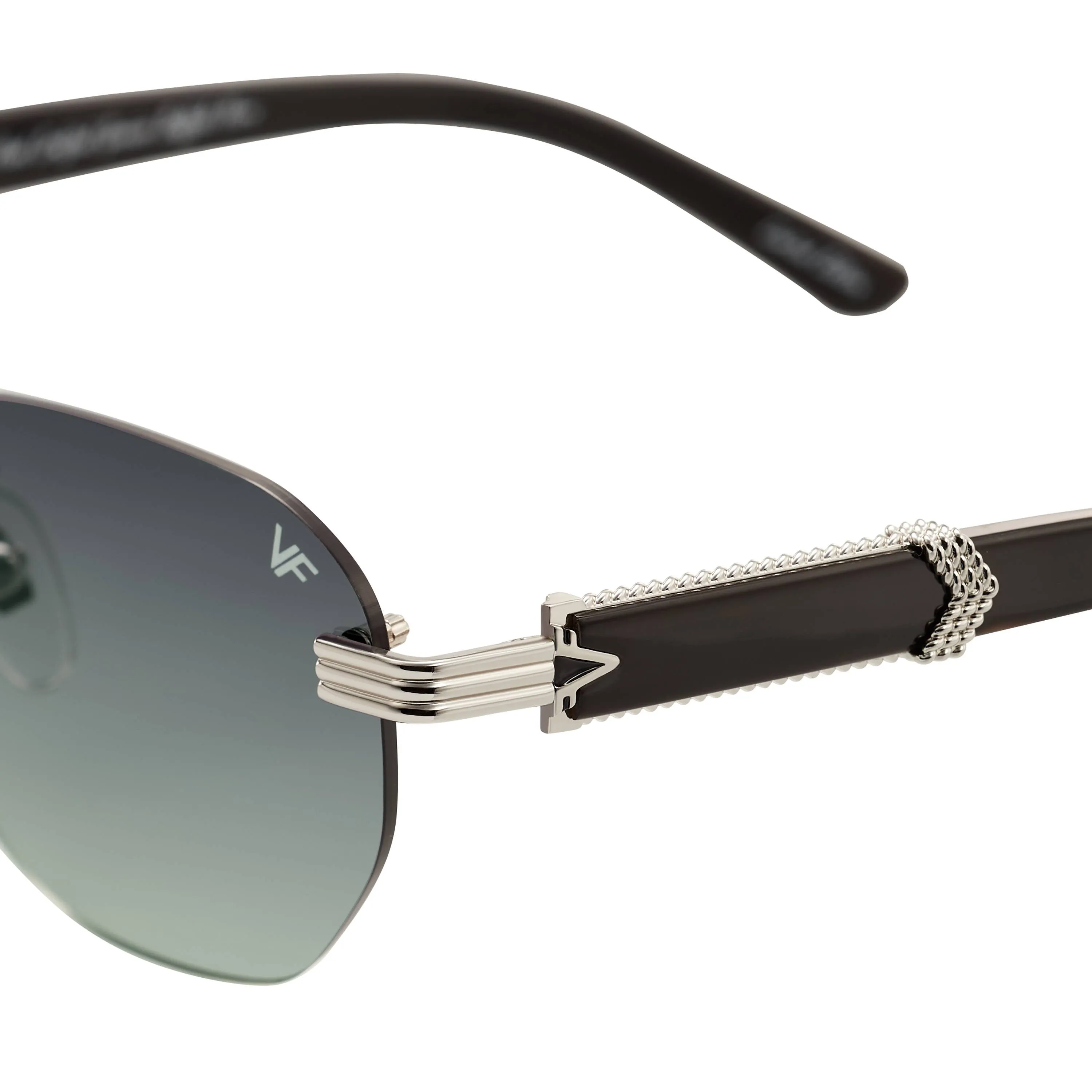 Detroit Player Buffs Rimless Black Buffalo Horn 24KT White Gold