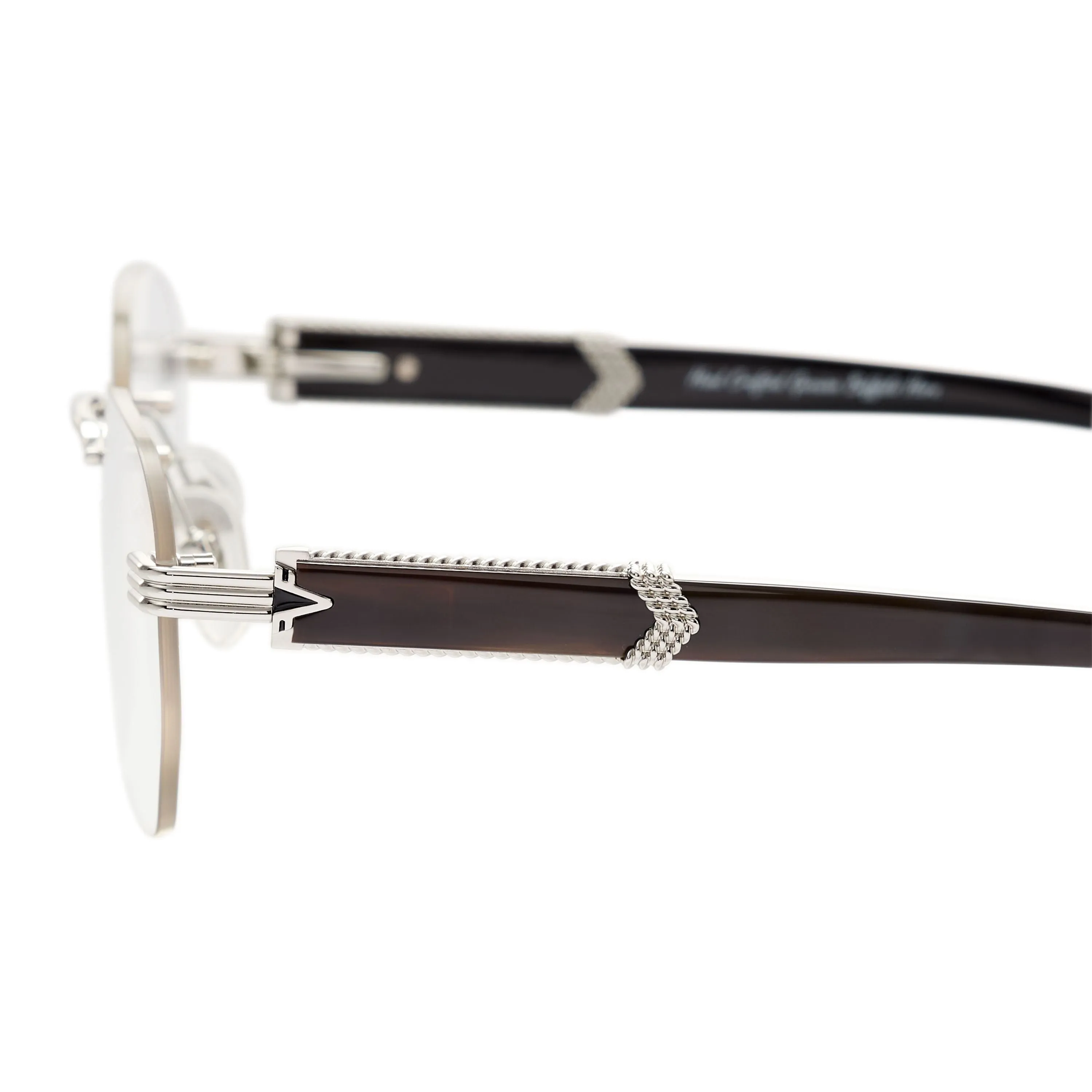 Detroit Player Buffs Rimless Black Buffalo Horn 24KT White Gold
