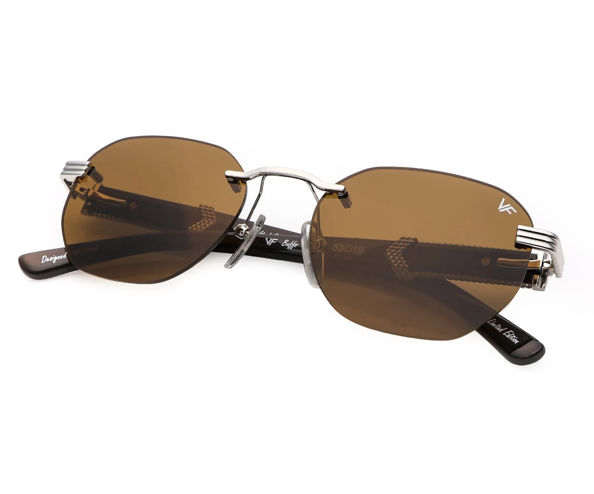 Detroit Player Buffs Rimless Black Buffalo Horn 24KT White Gold