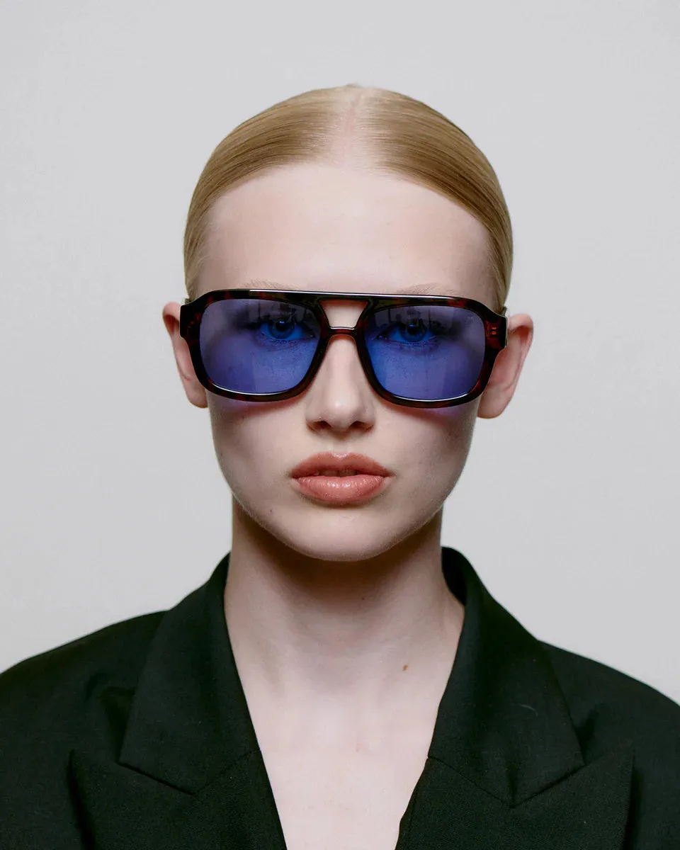 Kaya Sunglasses - Demi Tortoise (Blue Lens)