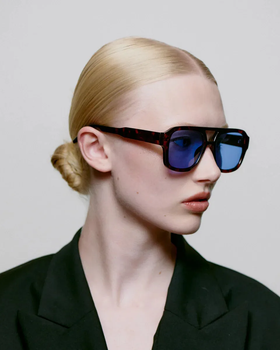 Kaya Sunglasses - Demi Tortoise (Blue Lens)