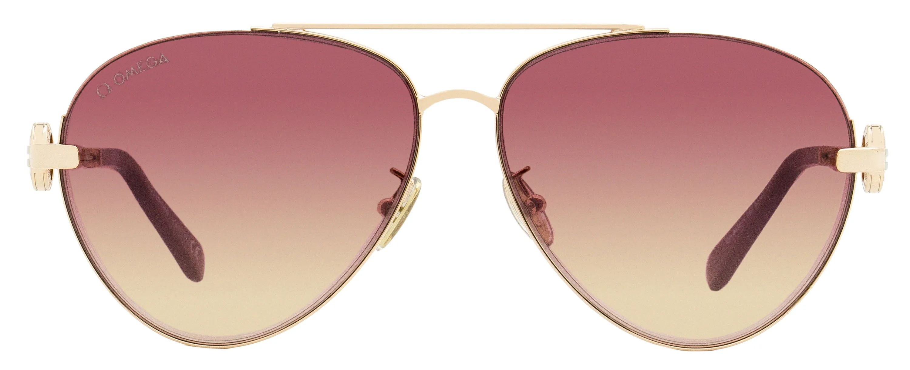 Omega Women's Pilot Sunglasses OM0031H 28U Gold/Bordeaux 61mm