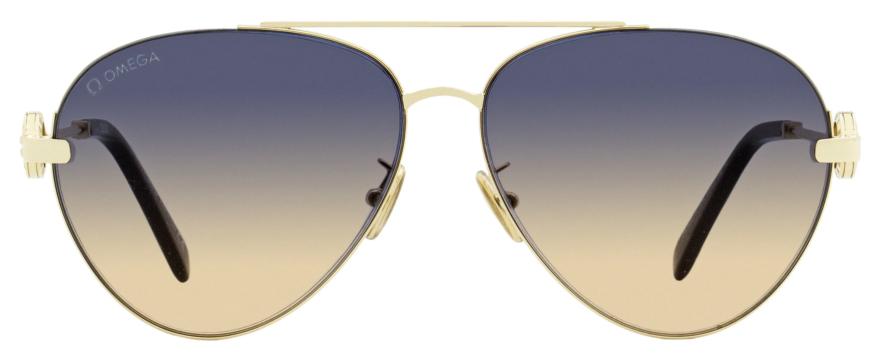 Omega Women's Pilot Sunglasses OM0031H 32W Gold/Blue 61mm